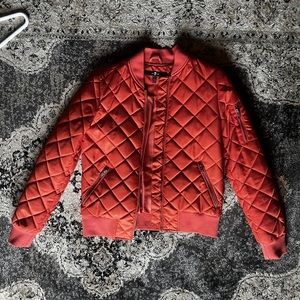 7 For All Mankind Women’s Quilted Bomber Jacket Orange XS - EUC